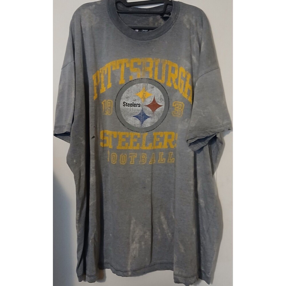 PITTSBURGH STEELERS Shirt Men 4XLT Distressed NFL Football Graphic Tee Gray
